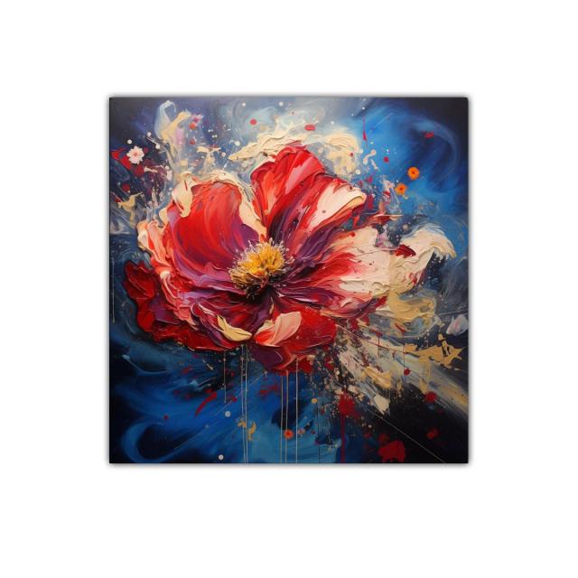 Explosión de flor roja con vibrantes trazos dinámicos