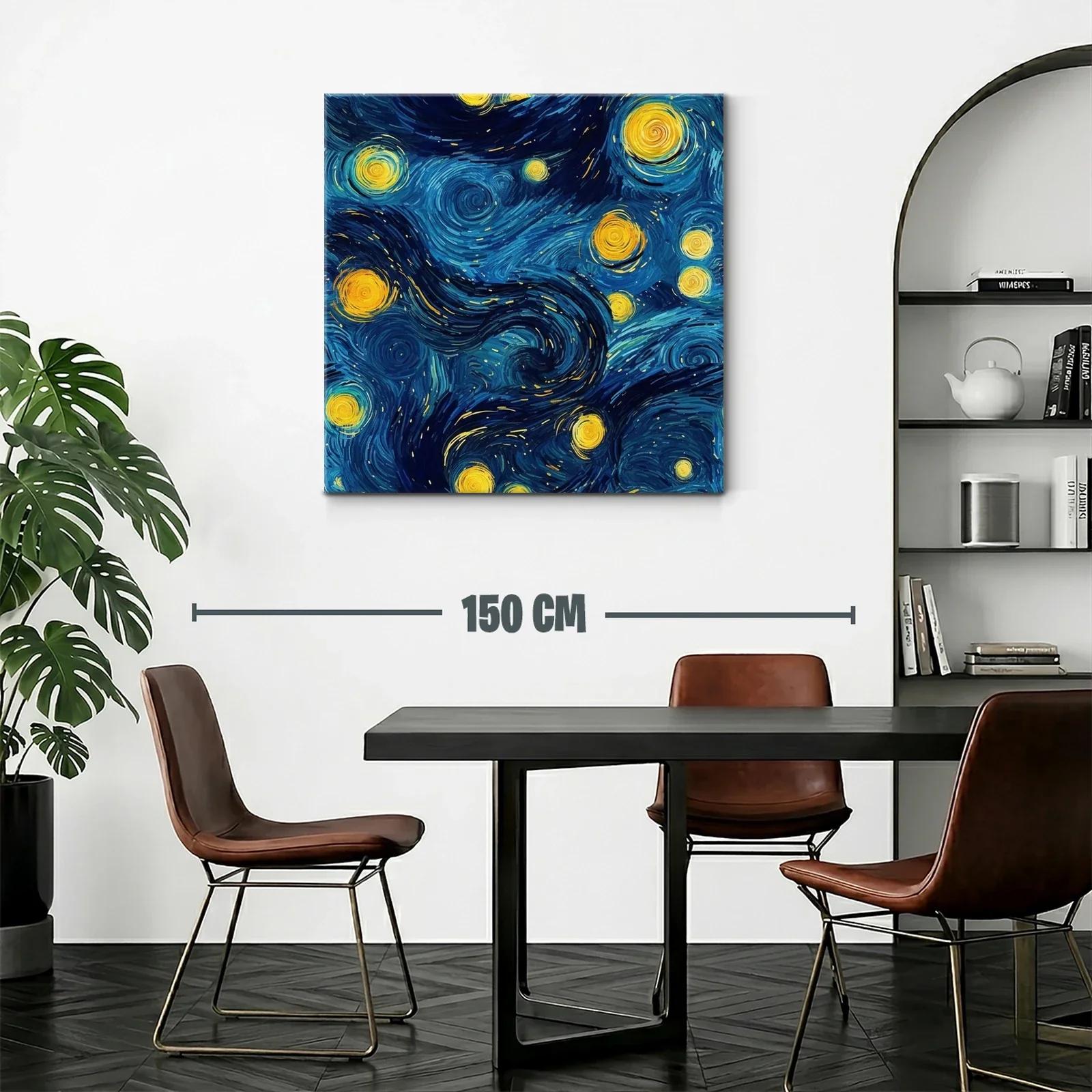 Cuadro vibrante con cielo estrellado en tonos azules y amarillos — miniatura 2