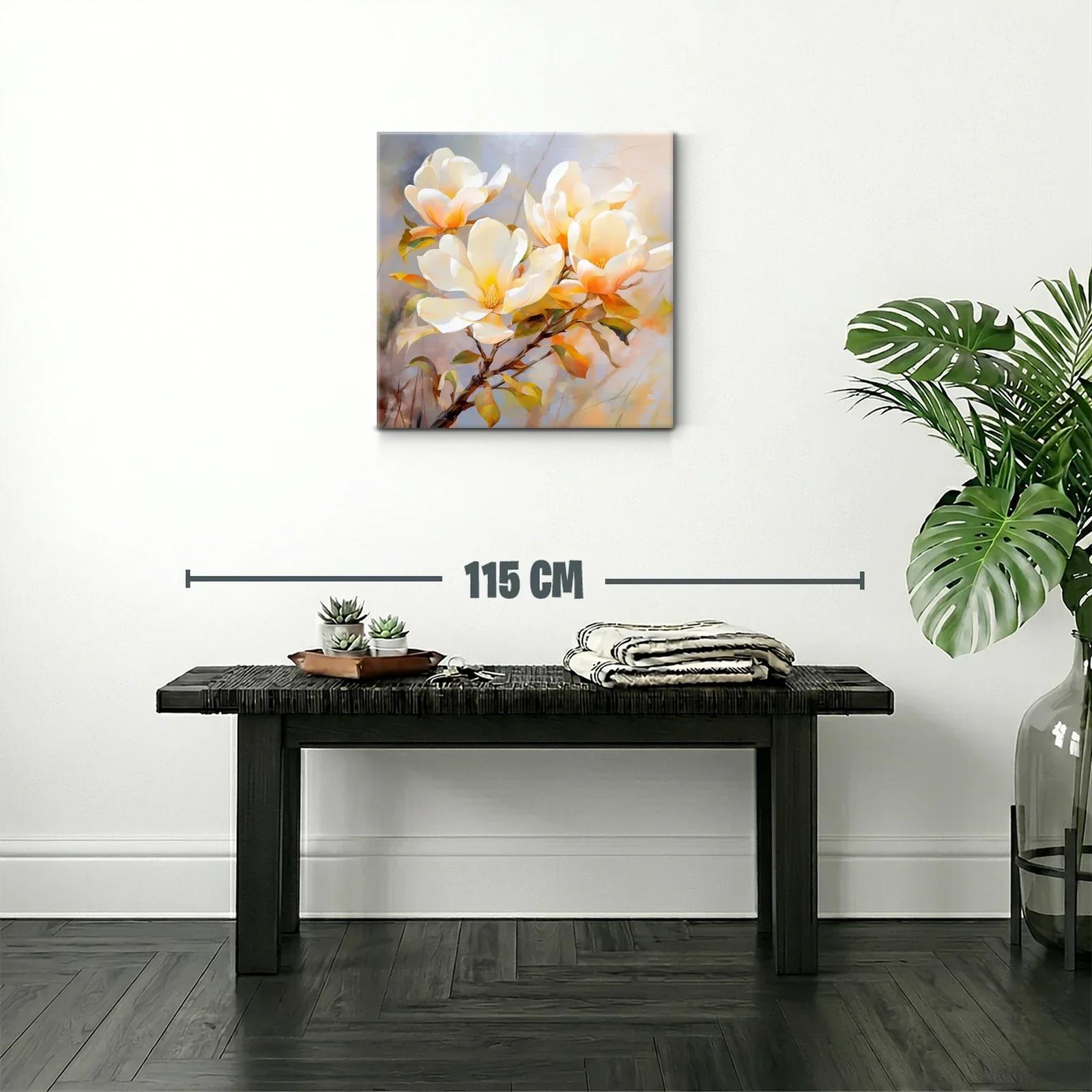 Cuadro de flores magnolias en tonos cálidos y suaves — miniatura 2