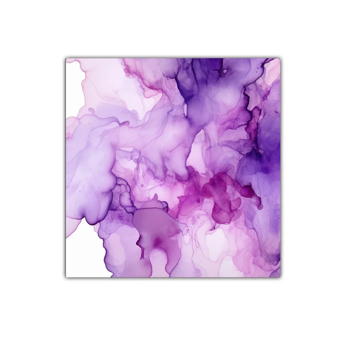 Cuadro abstracto en tonos lila y violeta para decorar
