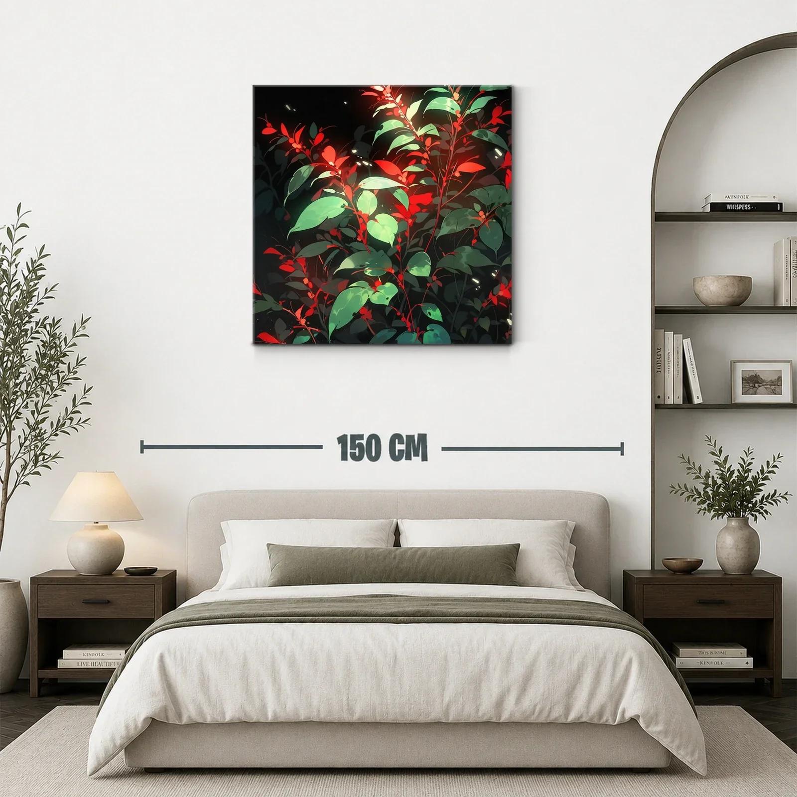 Naturaleza vibrante con hojas verdes y toques rojos llamativos — miniatura 3
