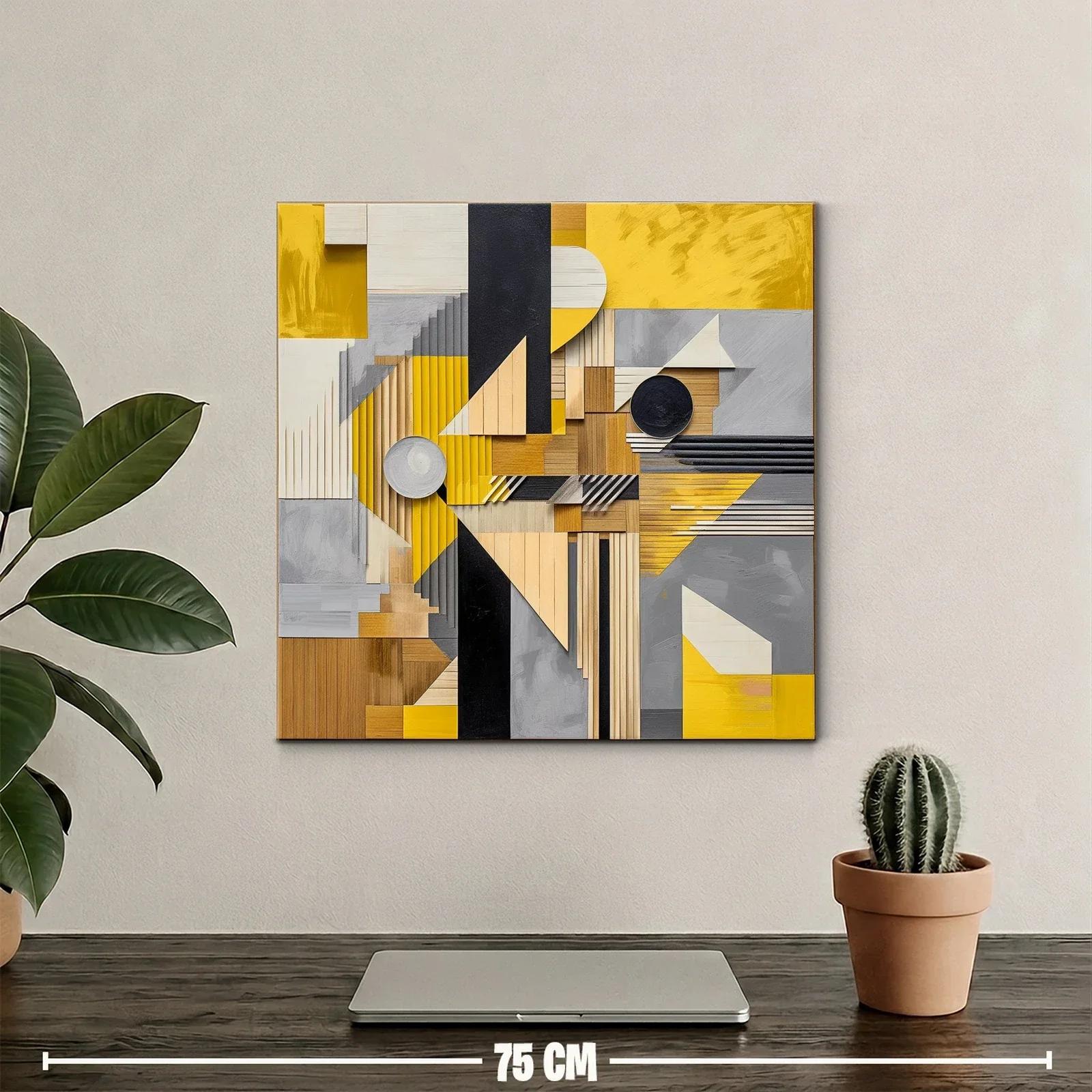 Composición geométrica con tonos amarillos y neutros vibrantes — miniatura 2