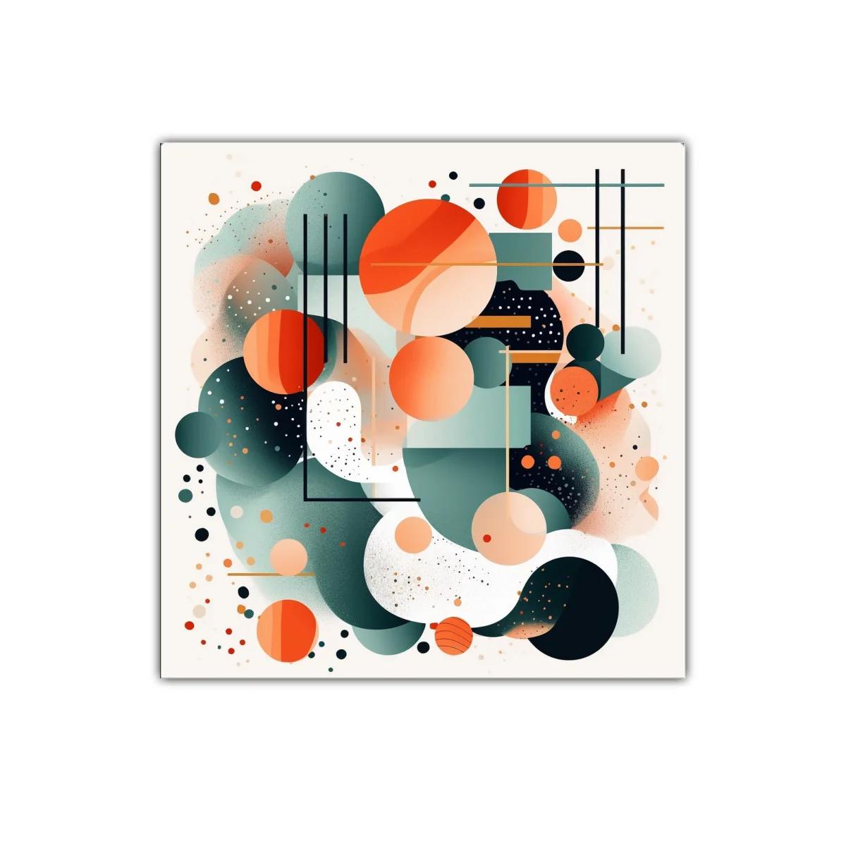 Composición abstracta con círculos y líneas en tonos cálidos