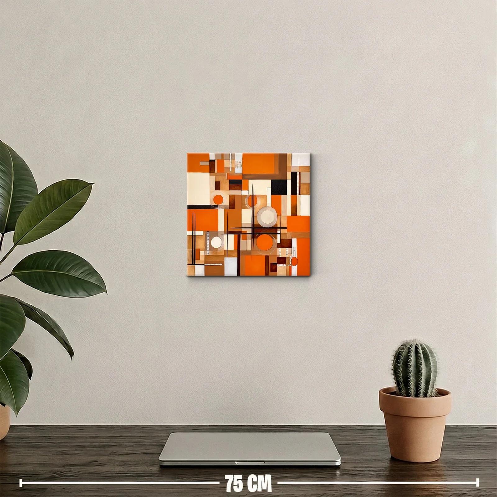 Cuadro abstracto con formas geométricas y tonos cálidos — miniatura 2