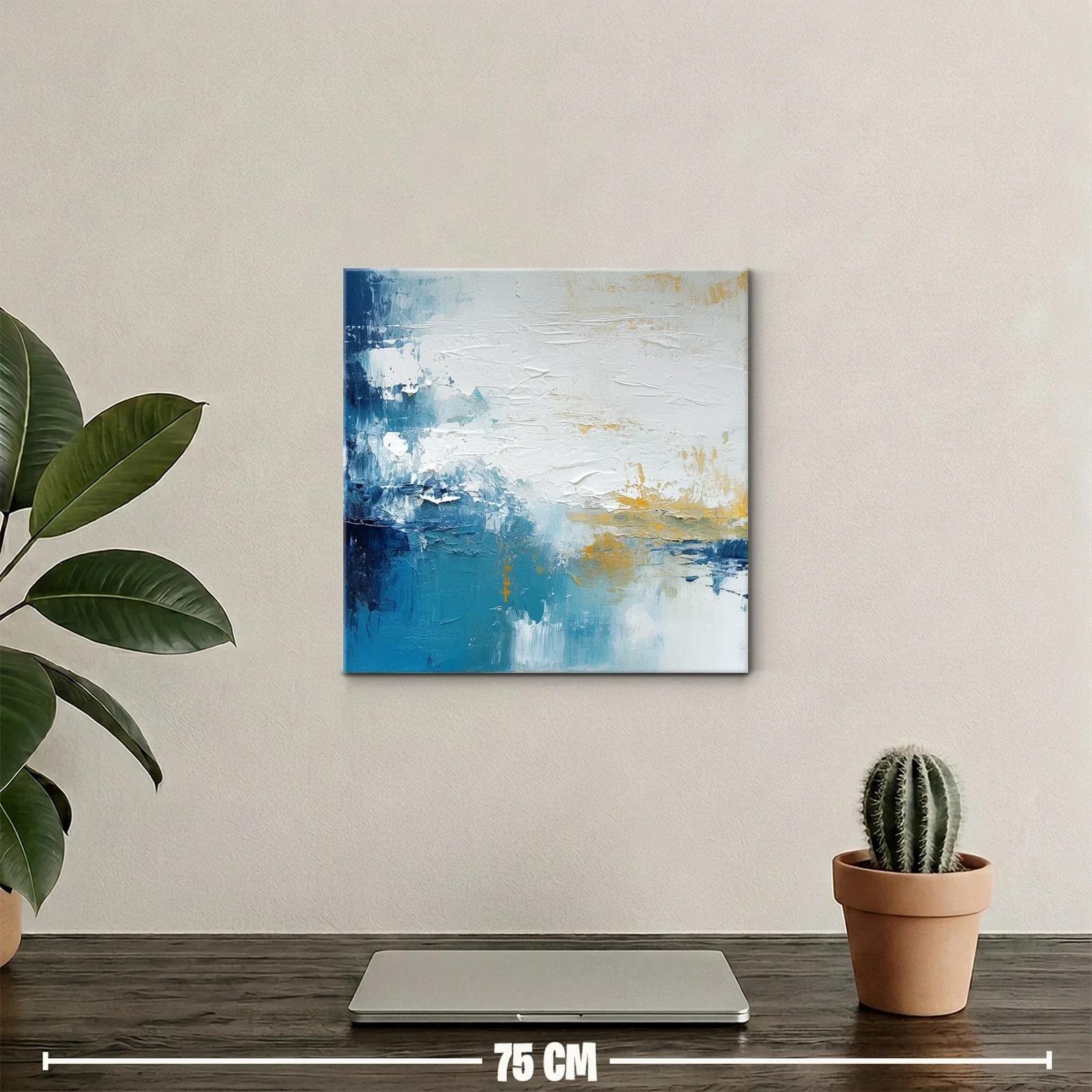 Composición abstracta en azul blanco y dorado — miniatura 2