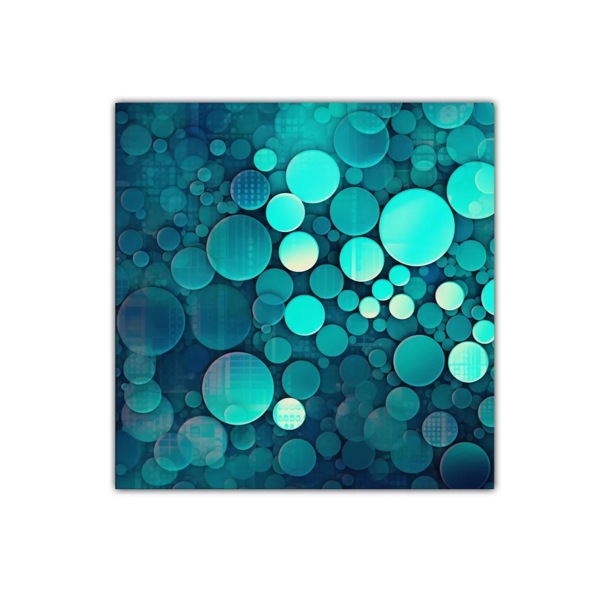 Composición abstracta con círculos en tonos turquesa y azul — imagen principal