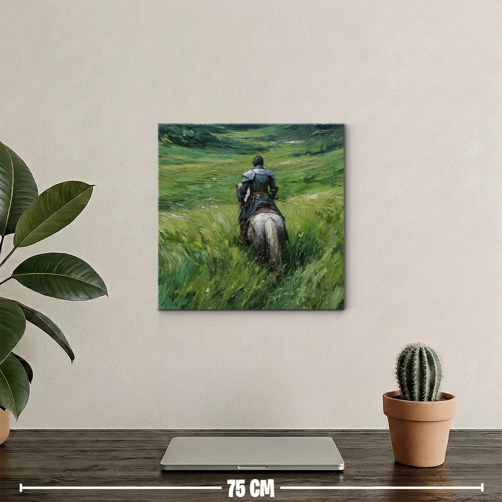 Caballero en campo verde entre sombras y luz — miniatura 2
