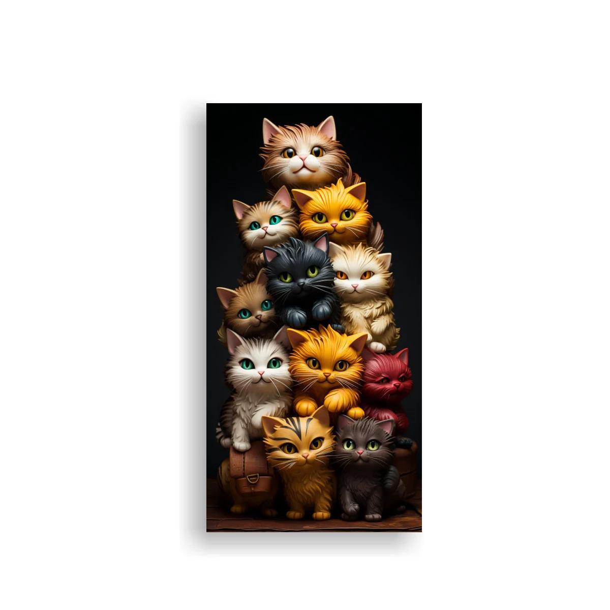Cuadro grupo de gatos con maleta