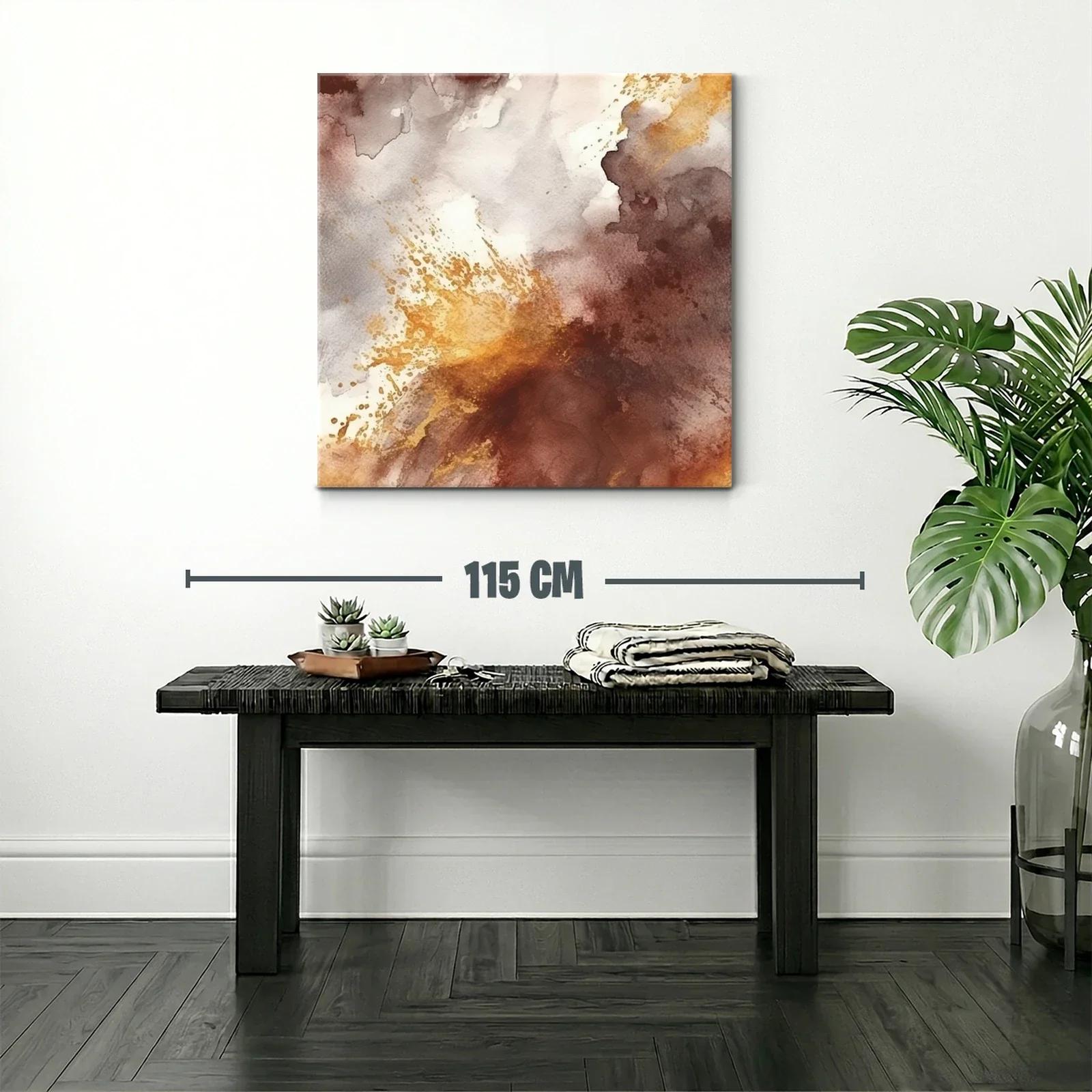 Cuadro abstracto en tonos tierra y dorados cálidos — miniatura 2