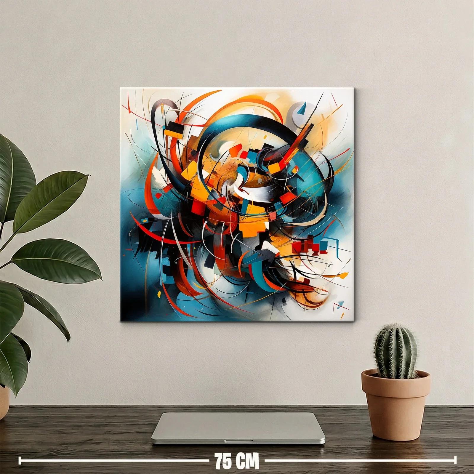 Composición dinámica en tonos cálidos y fríos vibrantes — miniatura 2