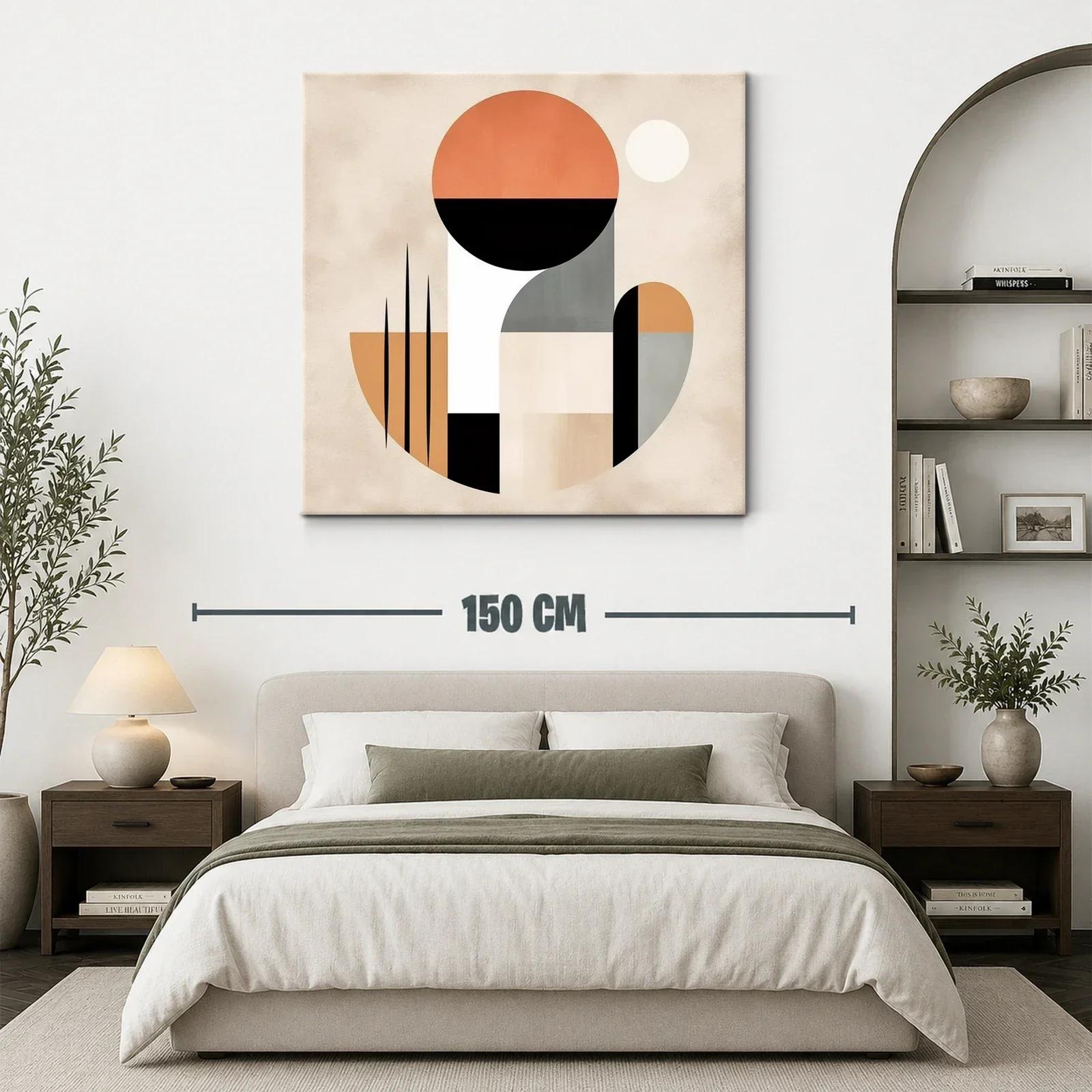 Cuadro abstracto con formas geométricas y tonos cálidos — miniatura 3