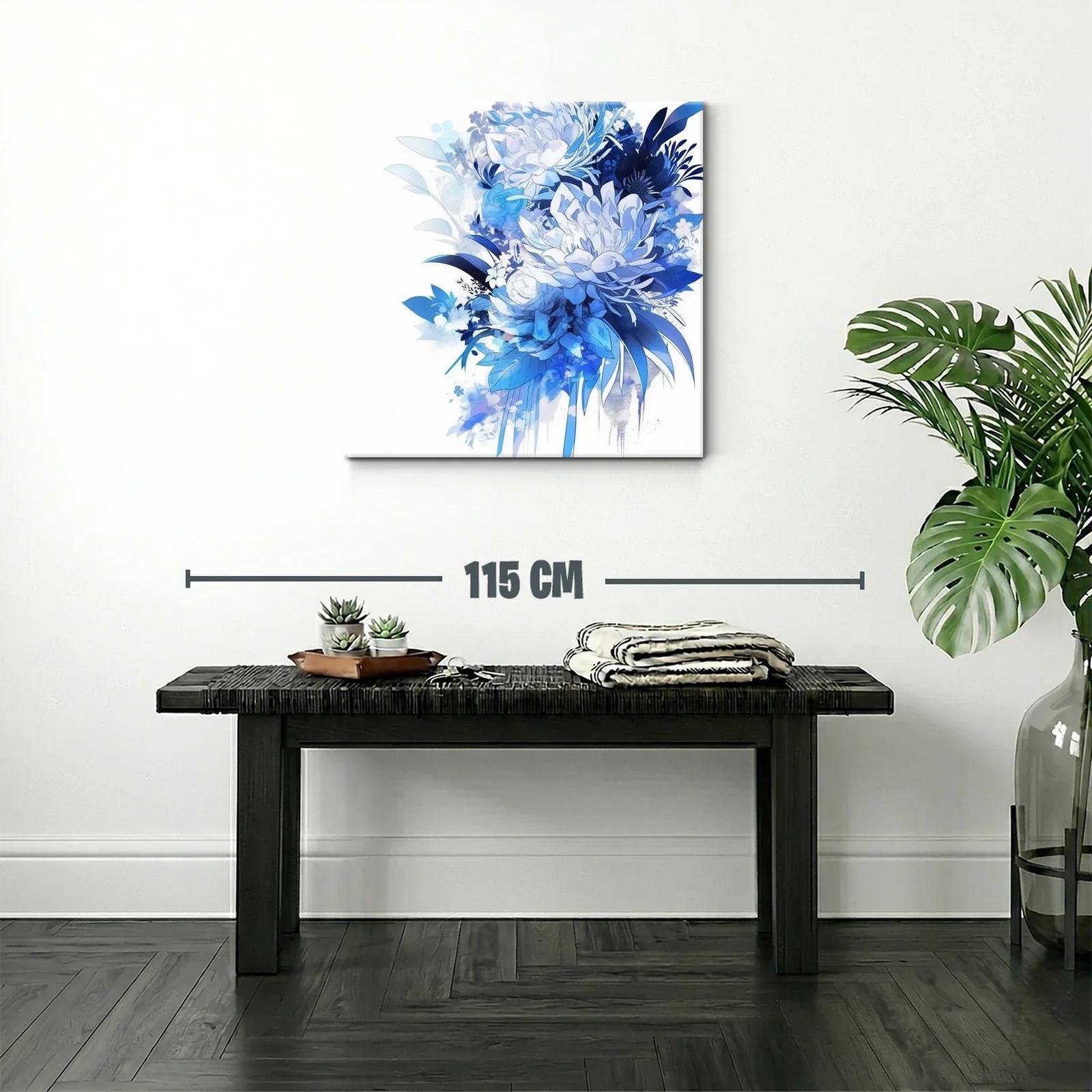 Composición floral abstracta en tonos azules y blancos — miniatura 2