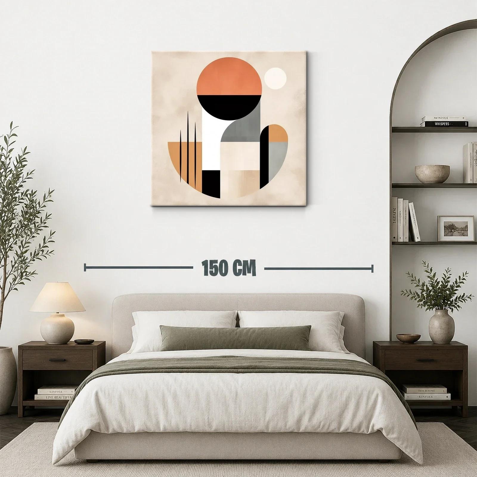 Cuadro abstracto con formas geométricas y tonos cálidos — miniatura 3