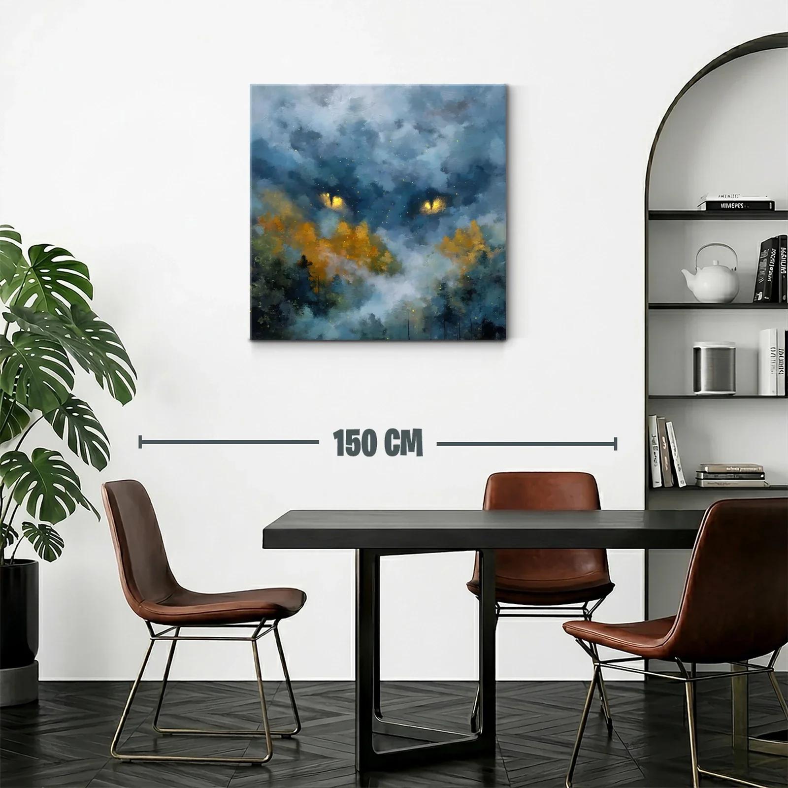 Cuadro de paisaje onírico con ojos dorados entre las nubes — miniatura 2