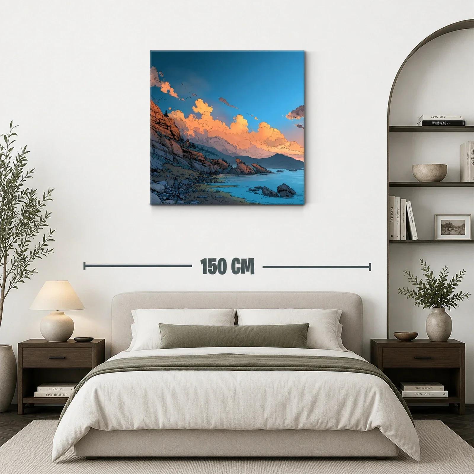 Paisaje costero con rocas y nubes al atardecer — miniatura 3