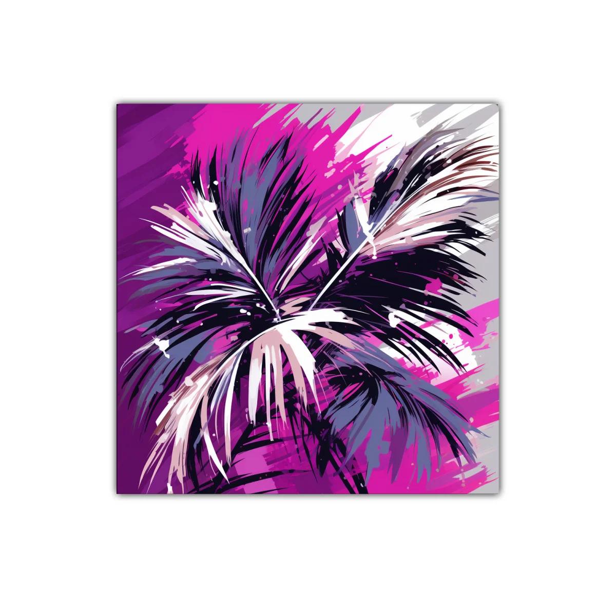Cuadro decorativo de palmera vibrante en tonos morados