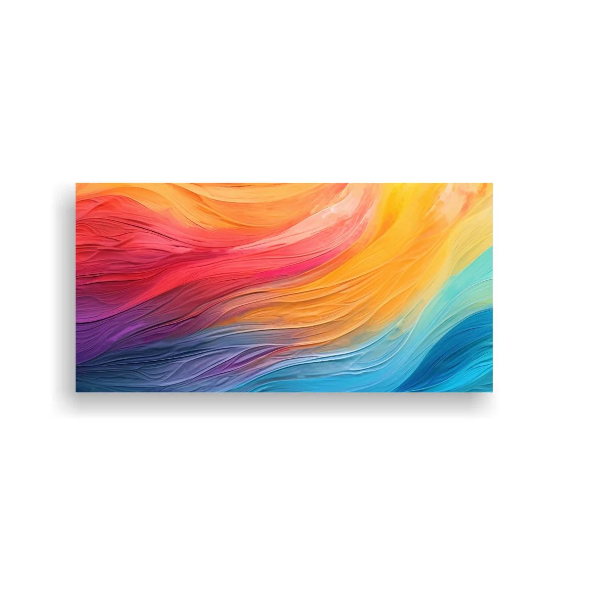 Cuadro ondas de color con franjas onduladas diagonales