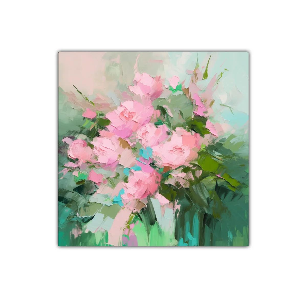 Cuadro decorativo ramo floral en tonos rosa y verde — imagen principal
