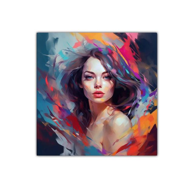 Retrato femenino con vibrantes pinceladas de color