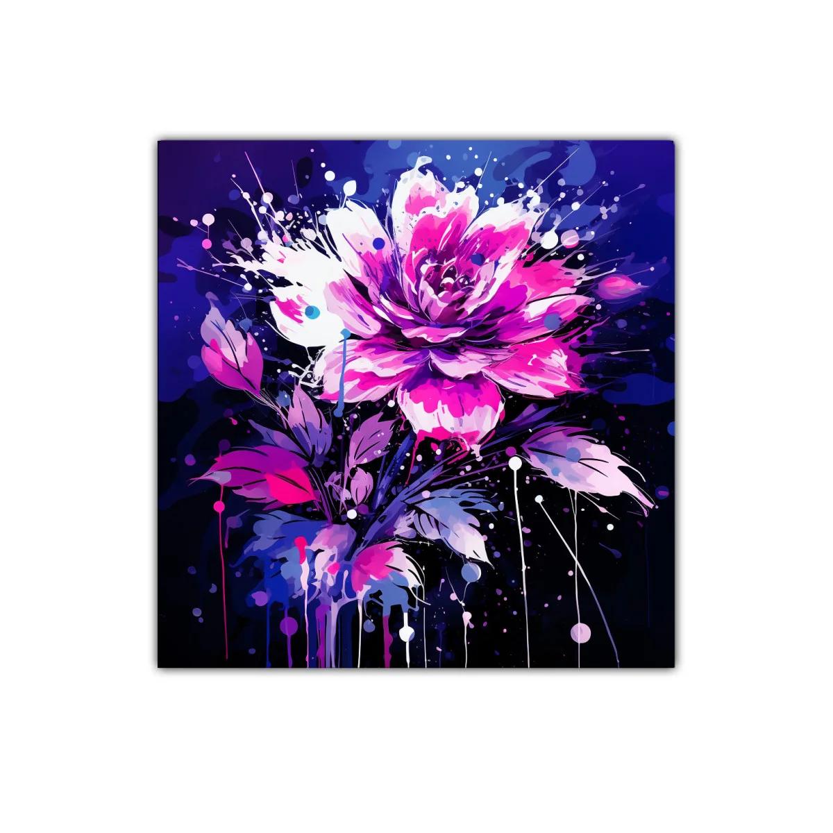 Cuadro de flor vibrante con tonos fucsia y azul marino — imagen principal