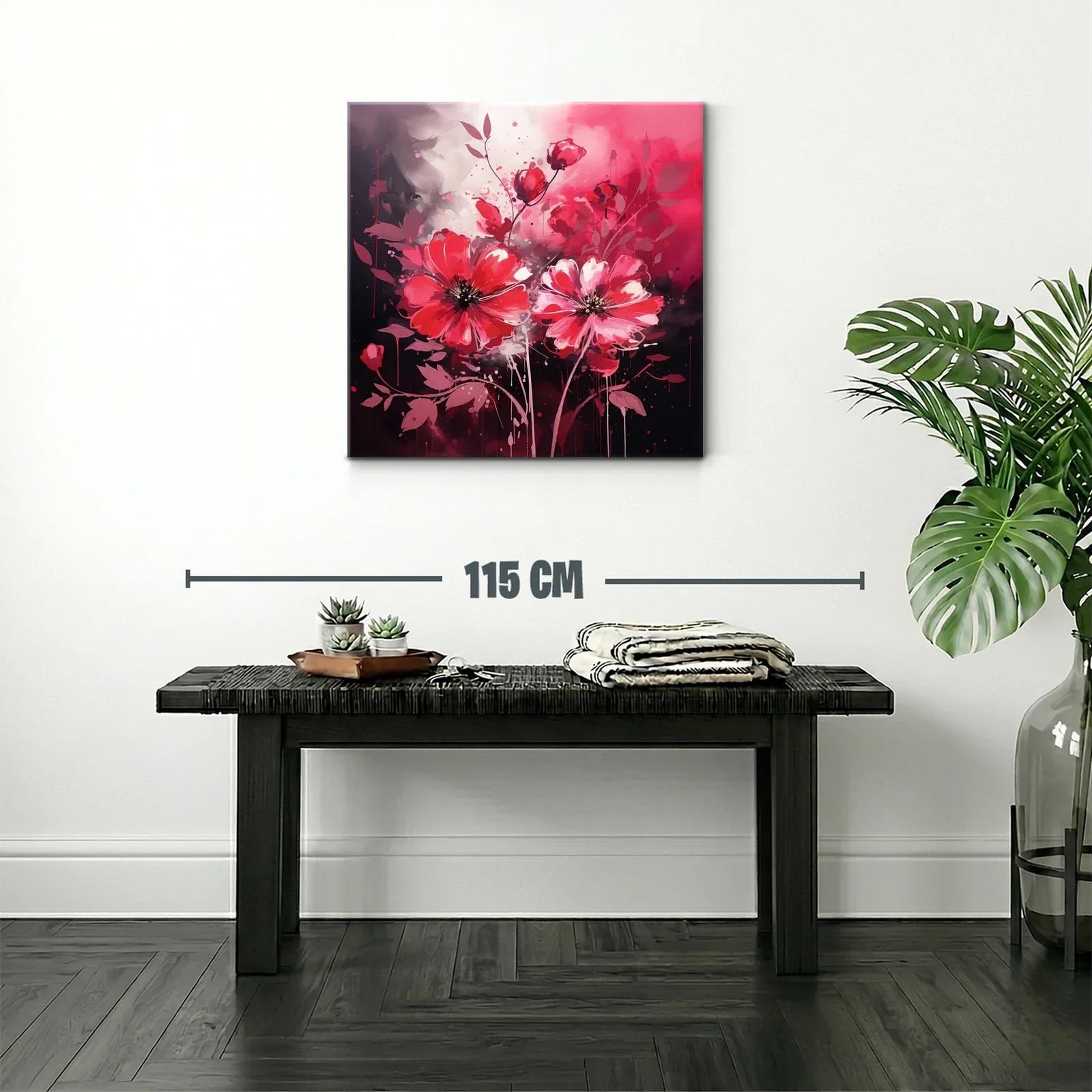 Flores vibrantes en tonos rojos y rosas con fondo oscuro — miniatura 2