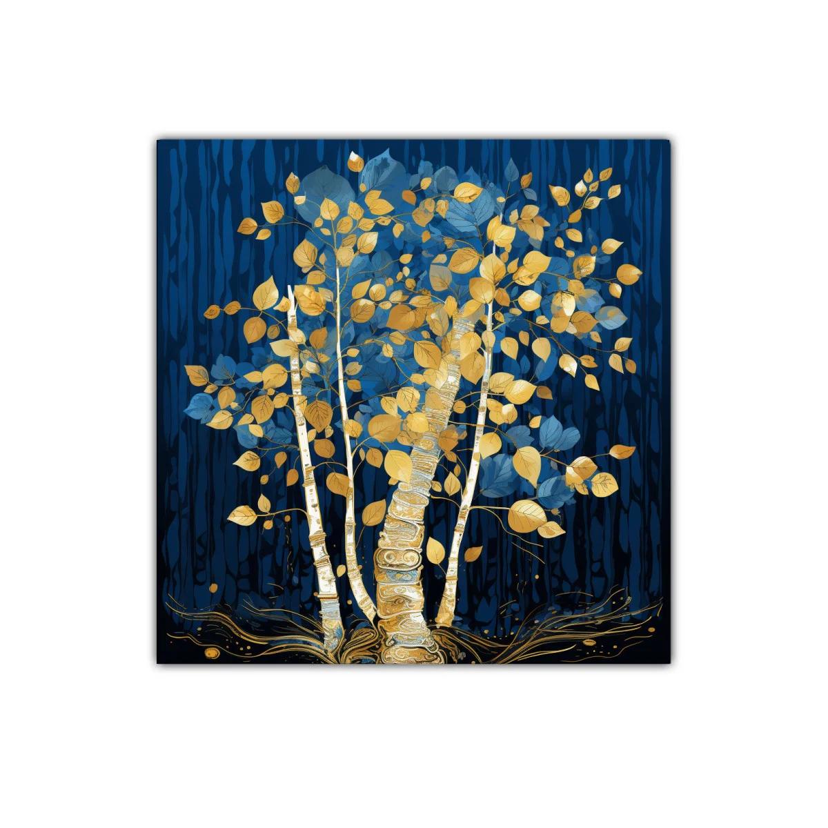 Árbol dorado sobre fondo azul profundo — imagen principal