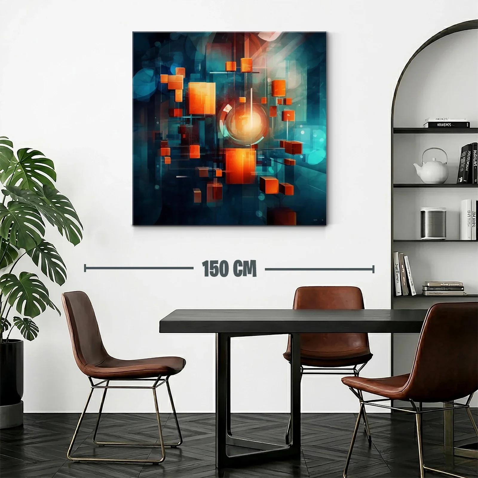 Composición abstracta con cubos naranjas flotantes en fondo azul — miniatura 2