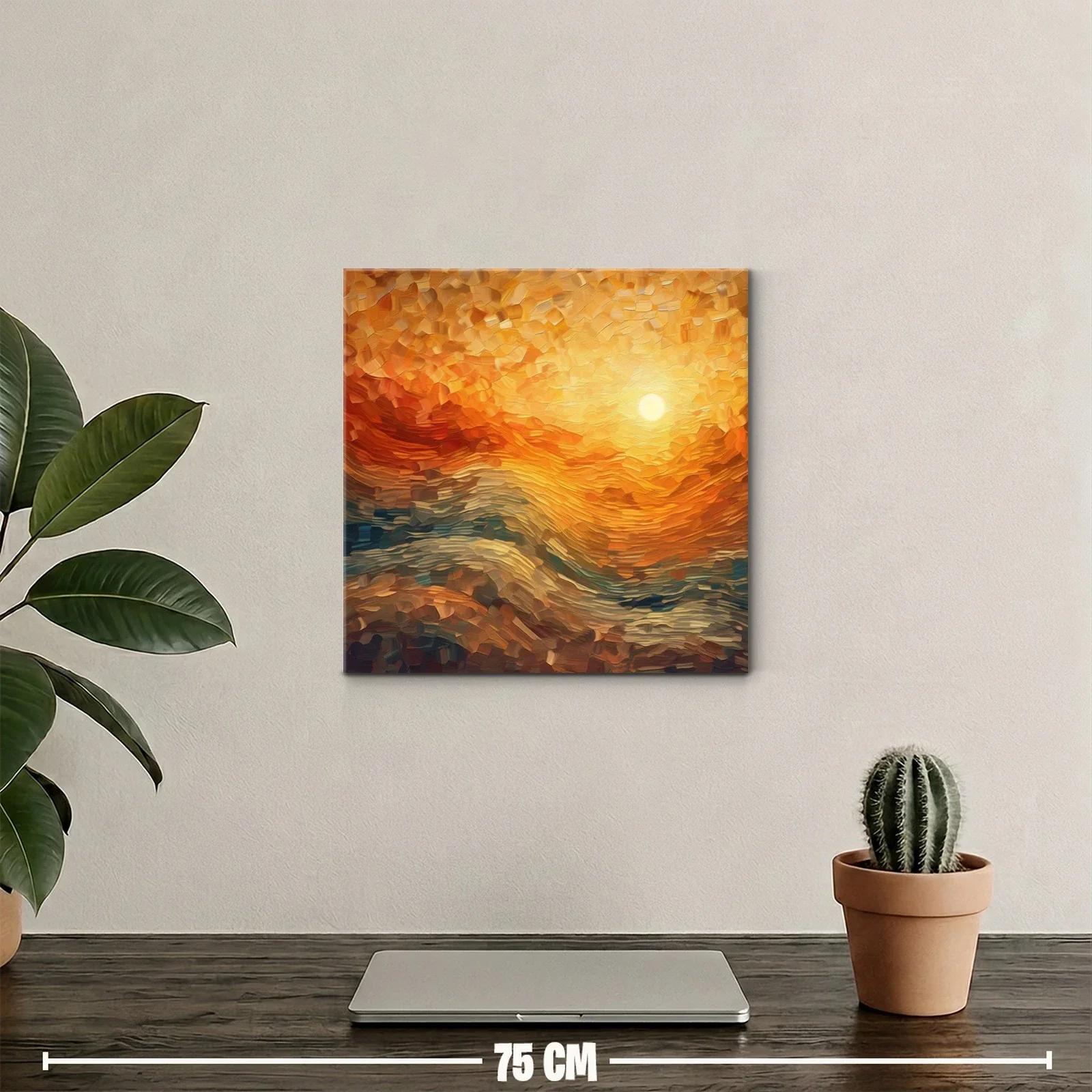 Cuadro abstracto con tonos cálidos y formas onduladas — miniatura 2