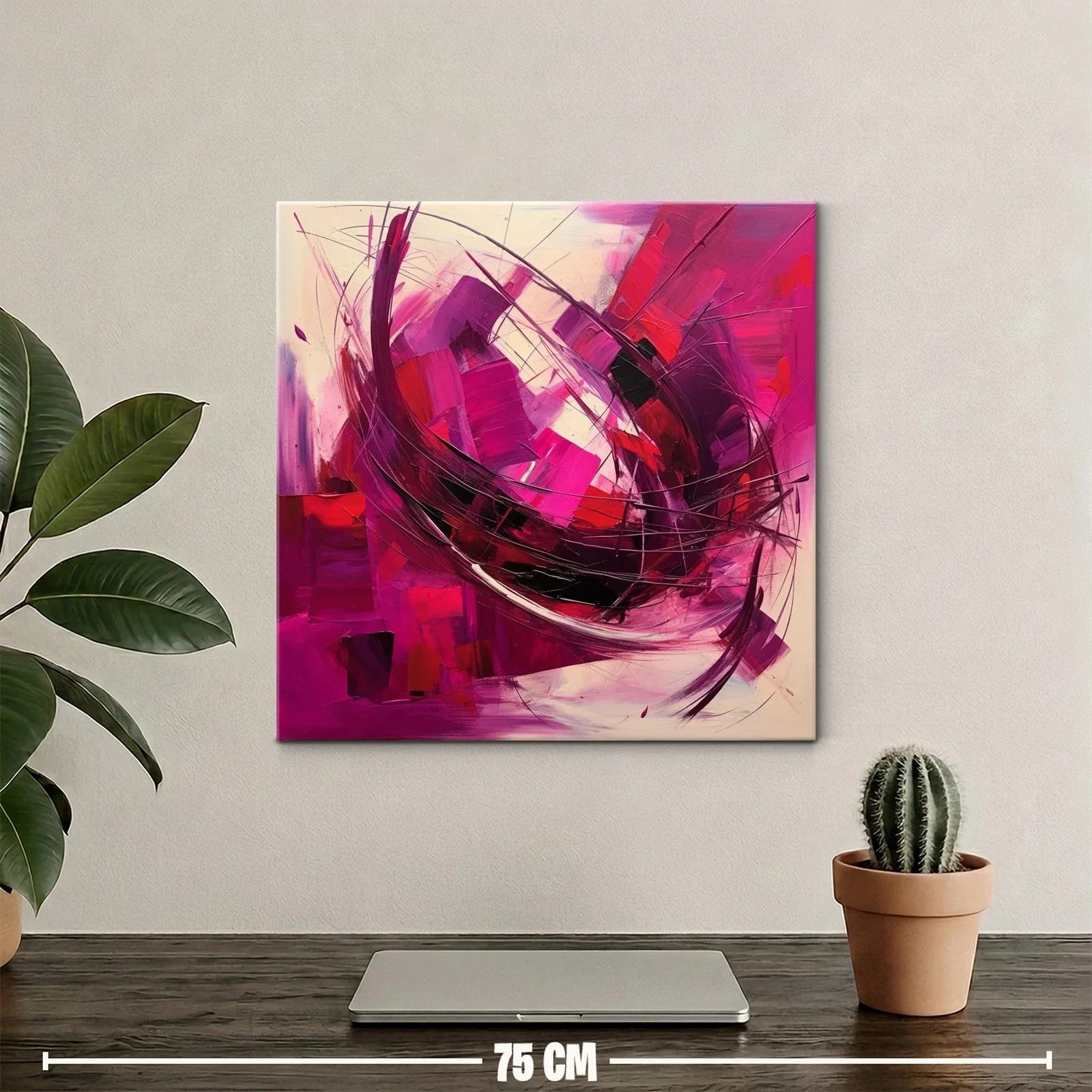 Cuadro abstracto en vibrantes tonos rosas y rojos — miniatura 2