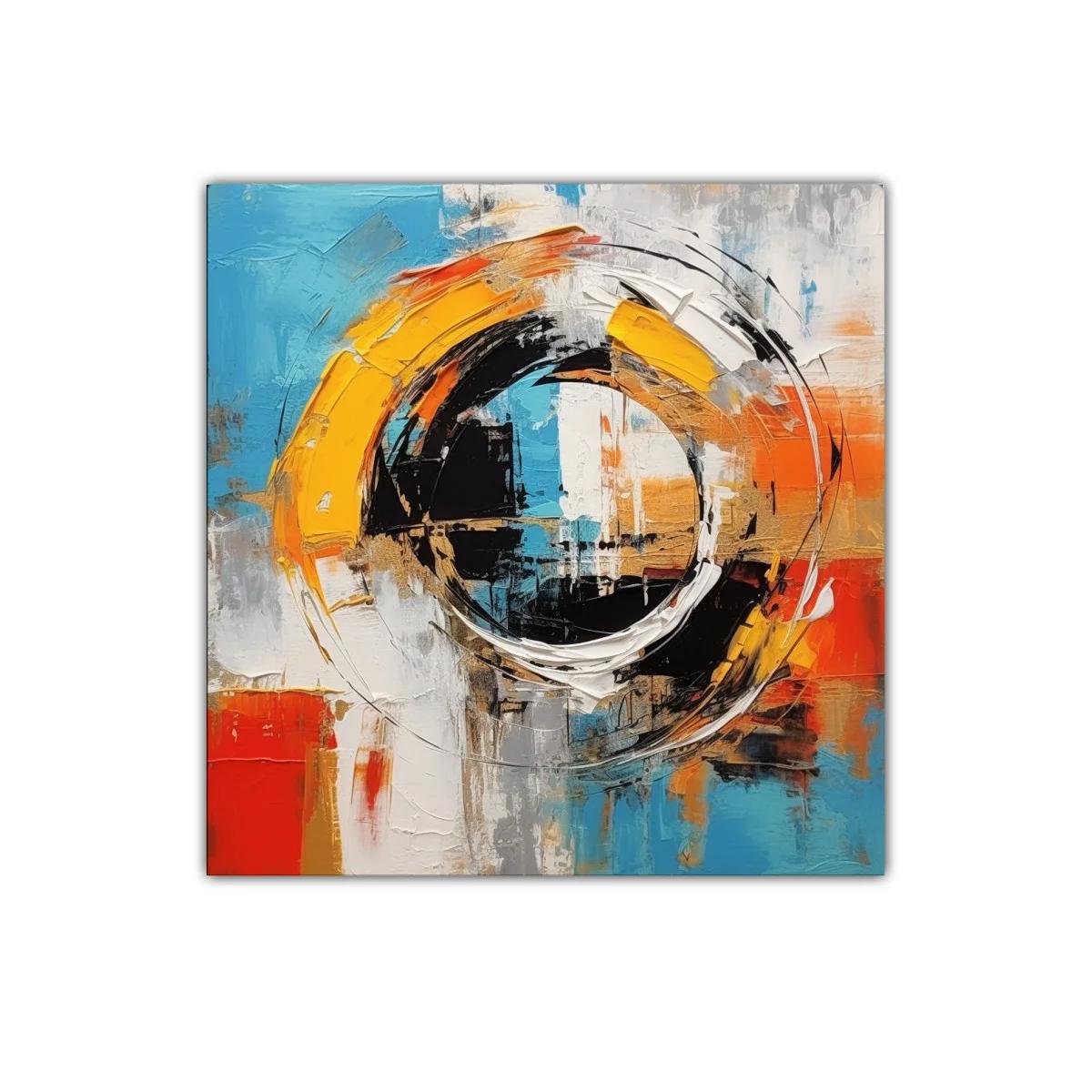 Cuadro abstracto con círculos y tonos vibrantes — imagen principal