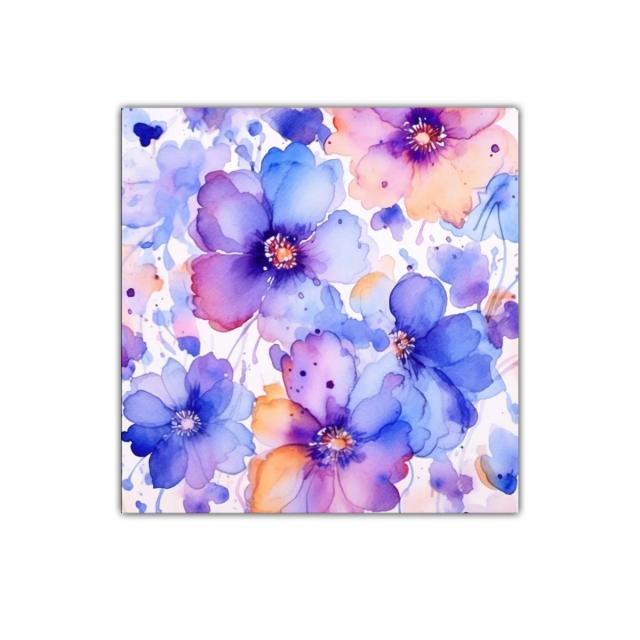 Cuadro floral con tonos lavanda y naranja pastel