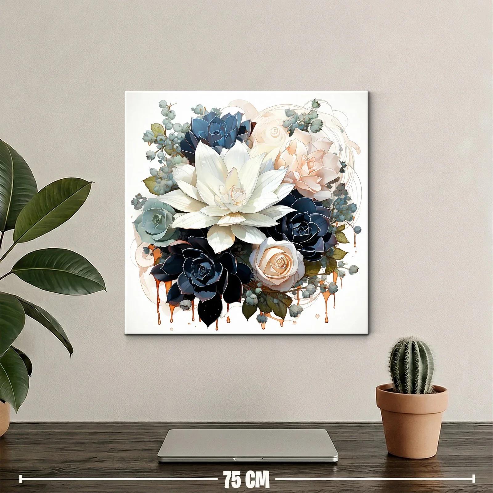 Elegante ramo de flores en tonos neutros y azules — miniatura 2