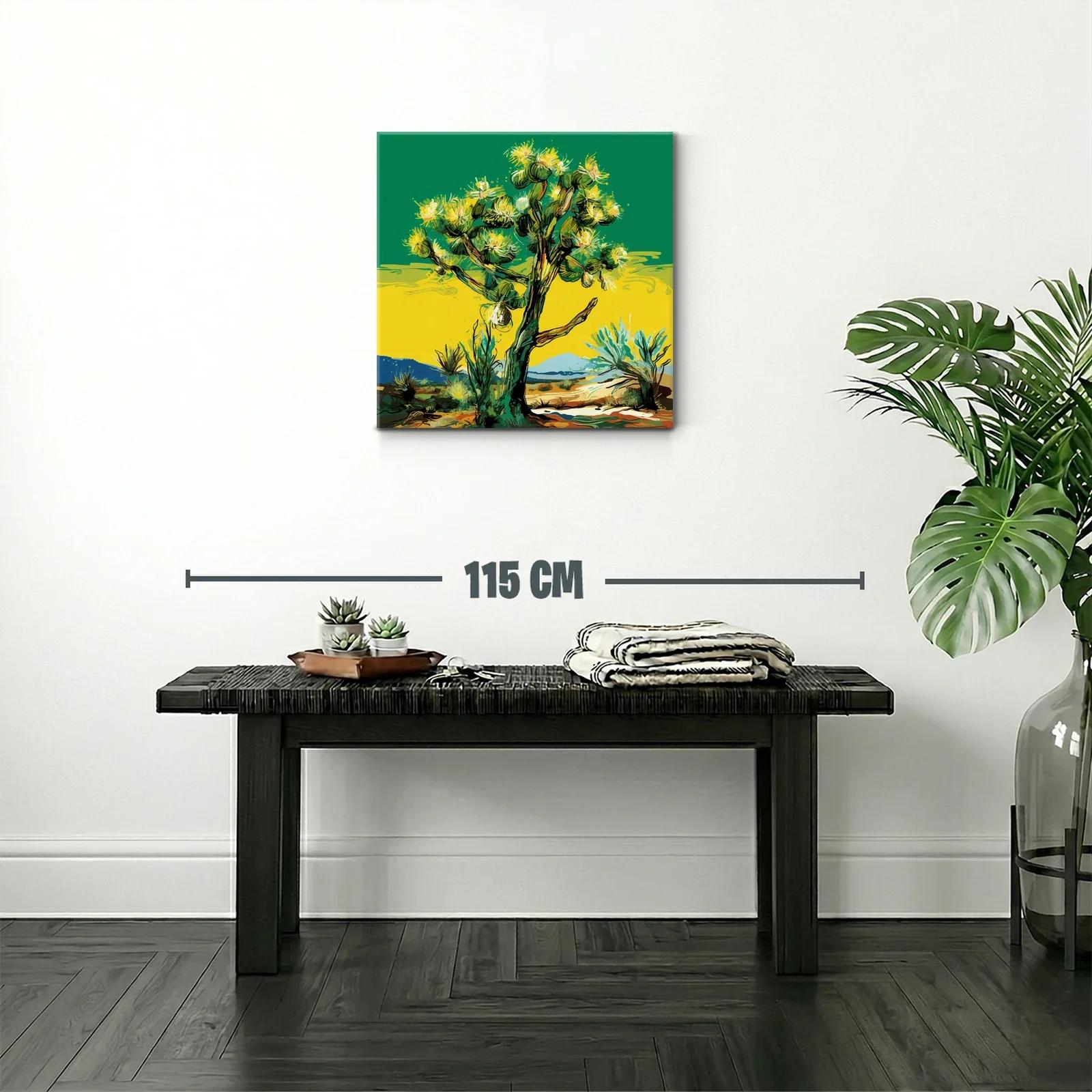 Árbol vibrante con flores amarillas en paisaje desértico — miniatura 2