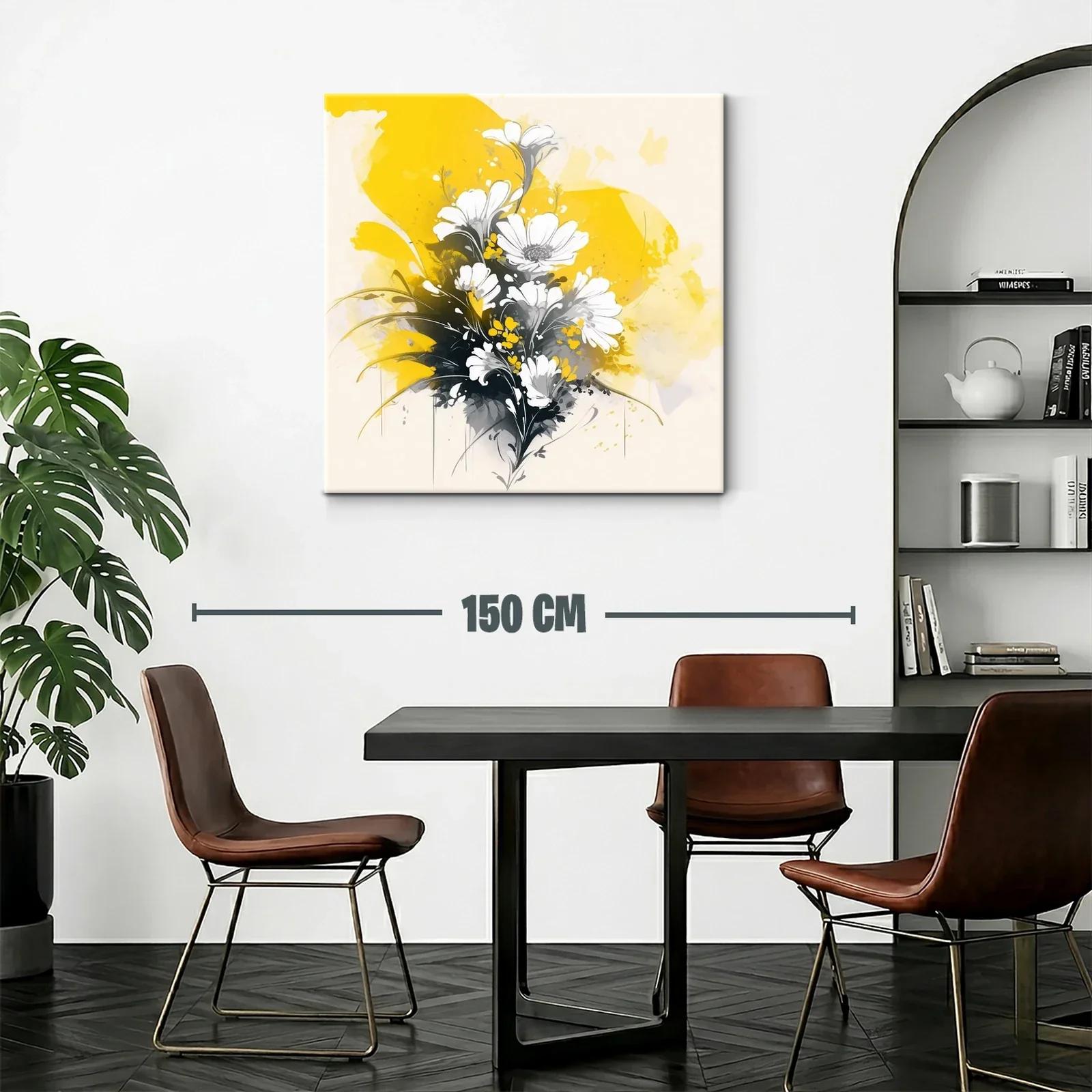 Ramo de flores blancas con fondo vibrante en amarillo — miniatura 2