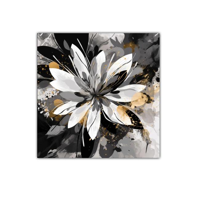 Flor abstracta en tonos neutros con toques dorados