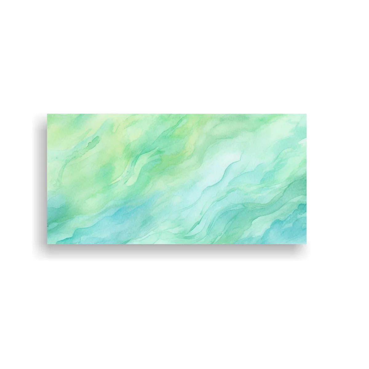 Cuadro abstracción de acuarela en verde agua