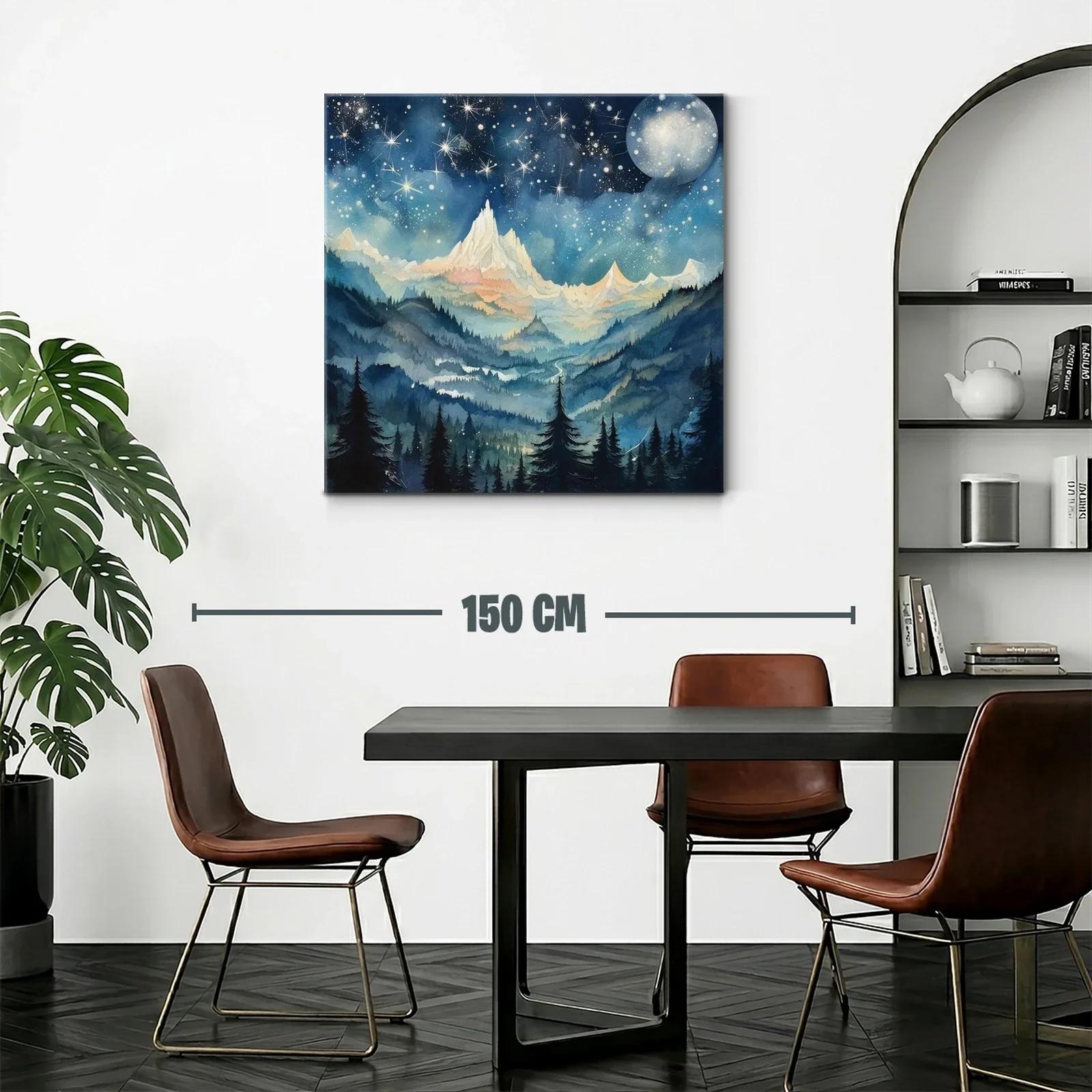 Paisaje nocturno con montañas y cielo estrellado brillante — miniatura 2