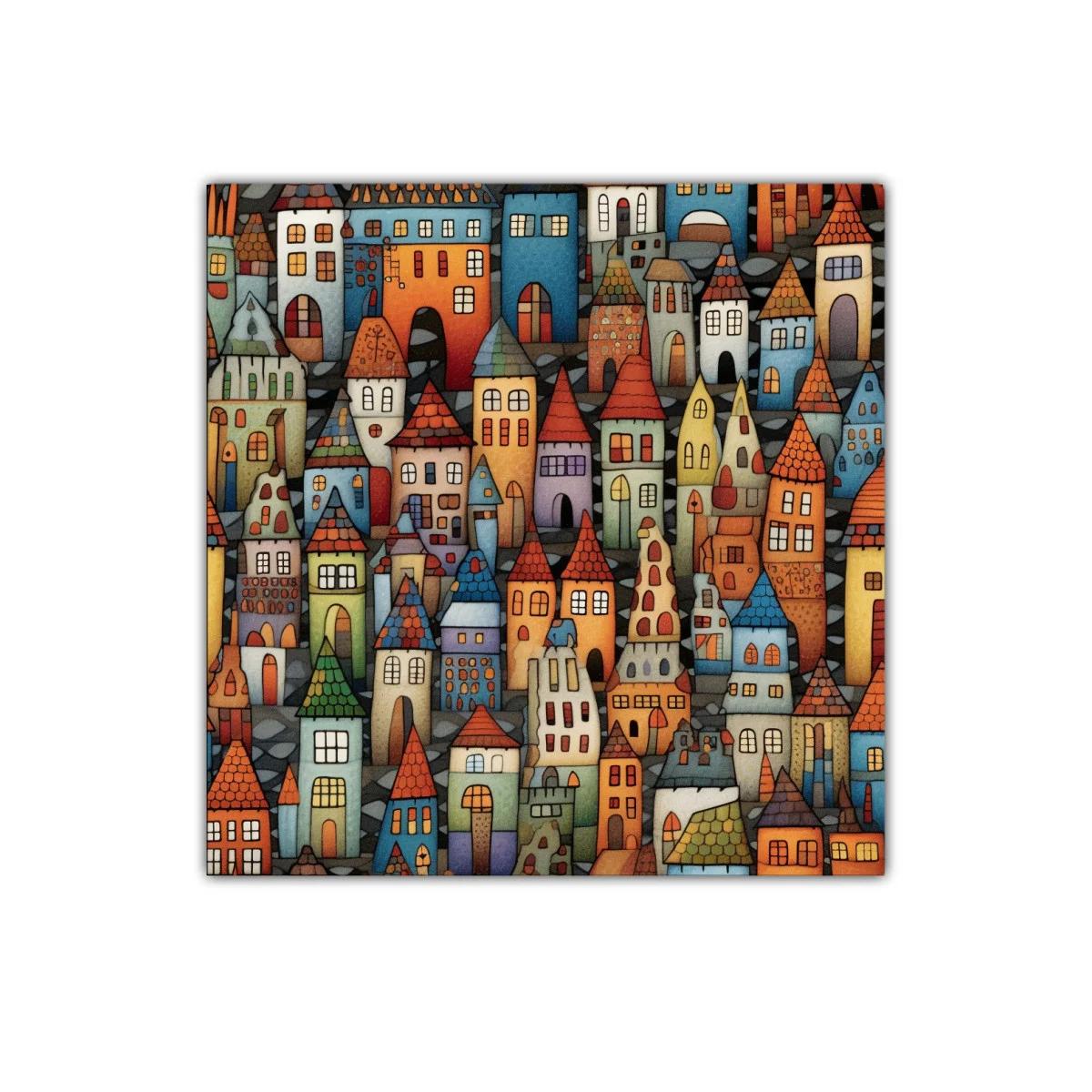 Pueblo Fantástico con Caleidoscopio de Colores y Tejados