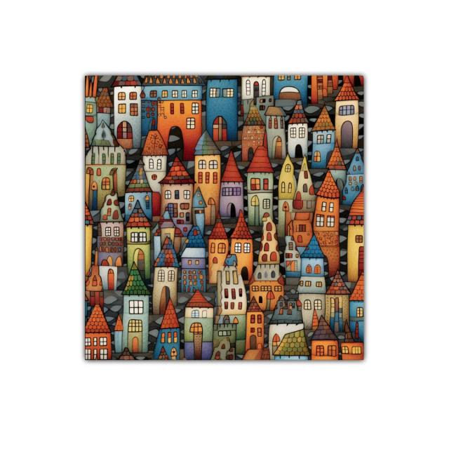 Pueblo Fantástico con Caleidoscopio de Colores y Tejados