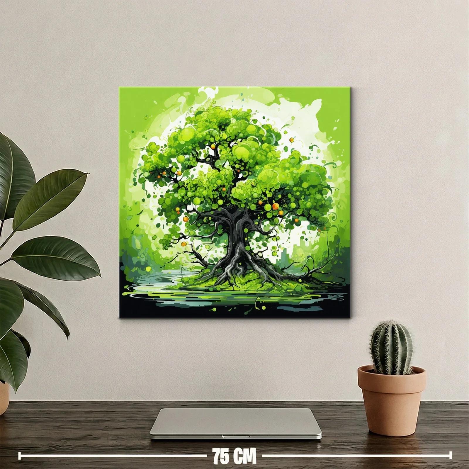 Árbol con vibrantes tonos verdes y detalles en naranja — miniatura 2