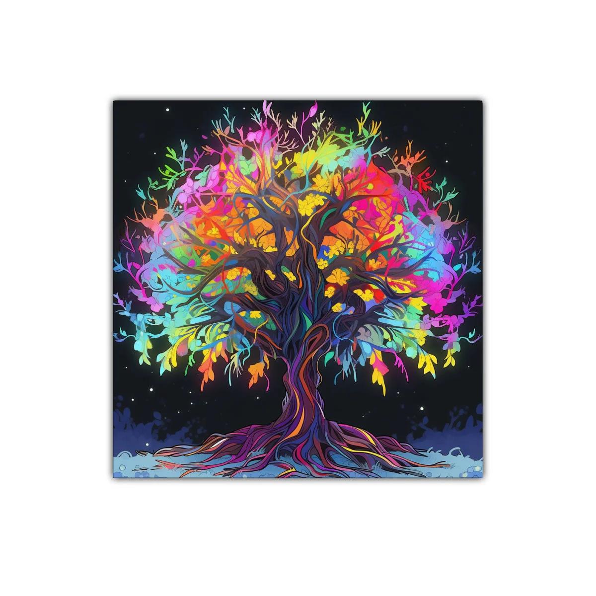 Árbol multicolor con vibrante energía nocturna — imagen principal