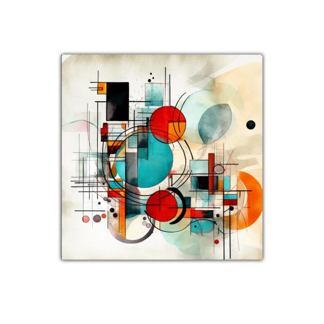 Composición abstracta con formas geométricas y colores vibrantes