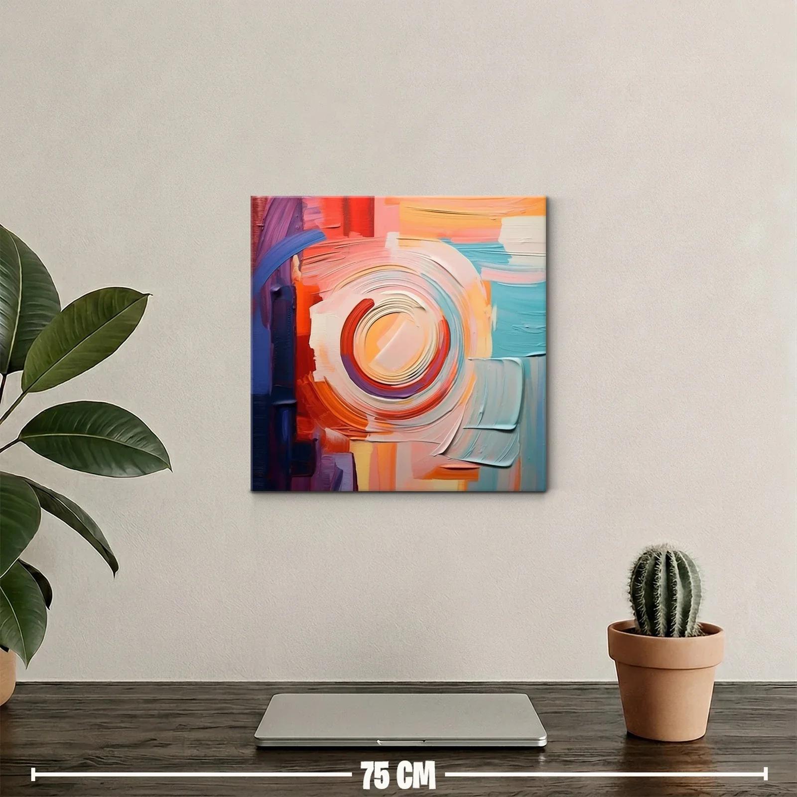 Cuadro abstracto con tonos cálidos y formas circulares — miniatura 2