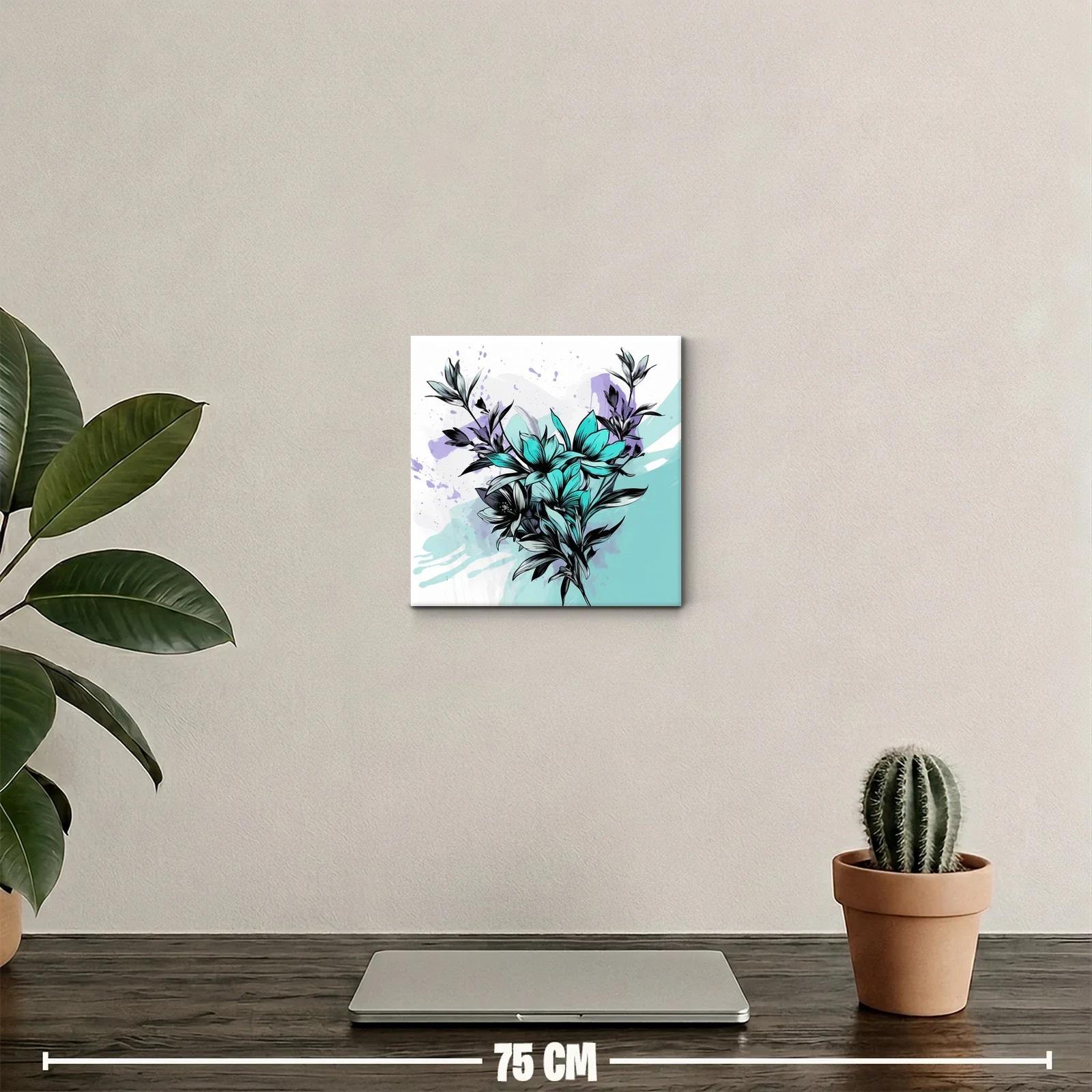 Ramo de flores con toques turquesa y lavanda vibrante — miniatura 2