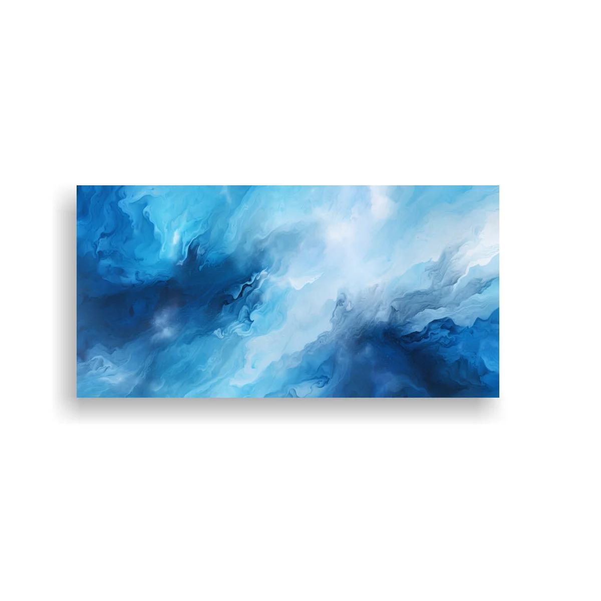 Cuadro abstracción azul tipo oleaje con bordes vaporosos — imagen principal