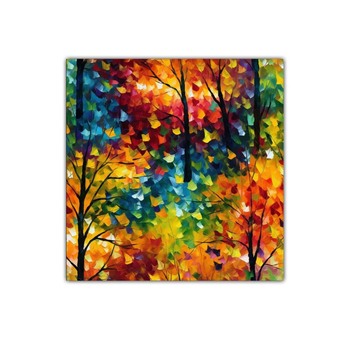 Cuadro decorativo paisaje de árboles con colores vibrantes