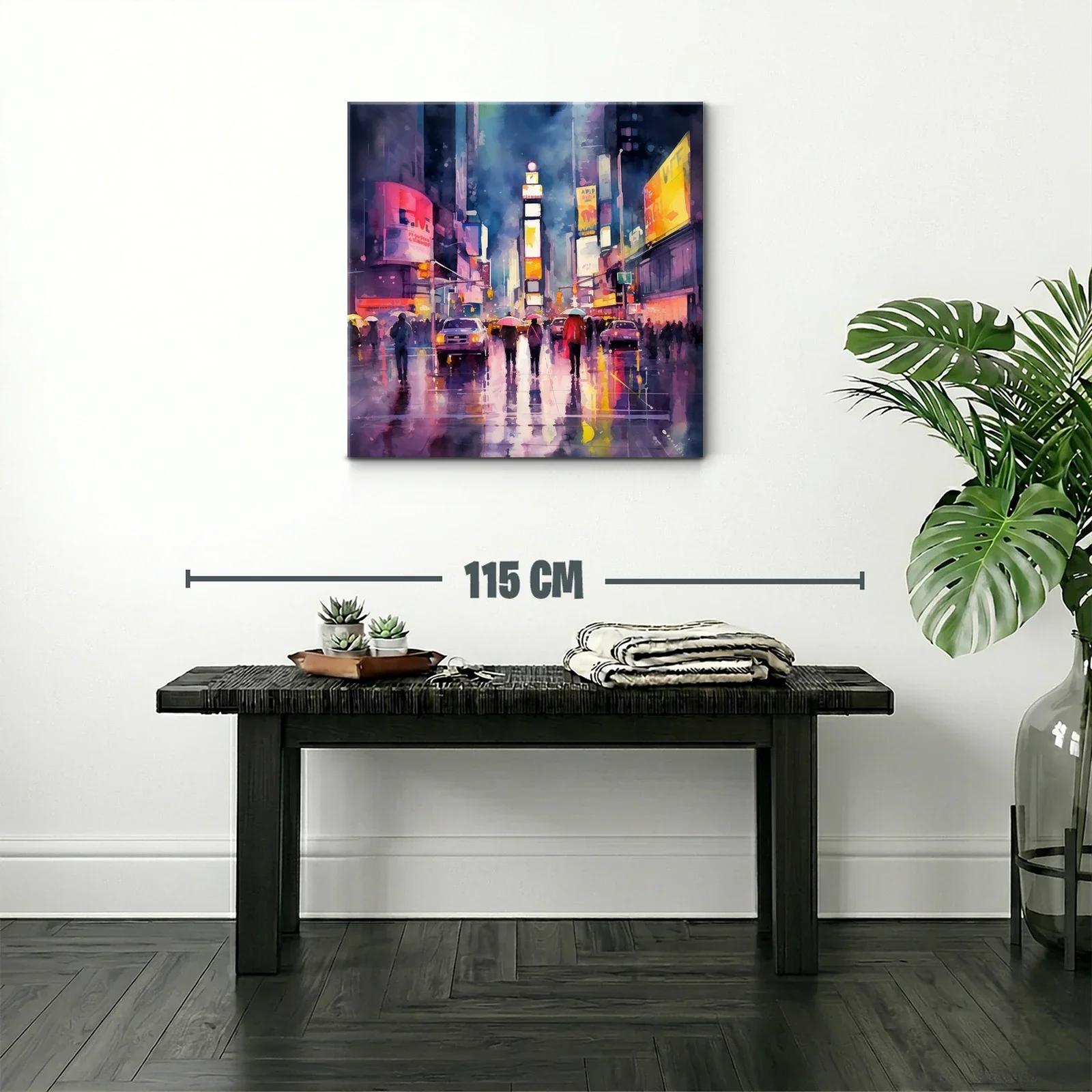 Atardecer lluvioso en ciudad moderna con luces vibrantes — miniatura 2