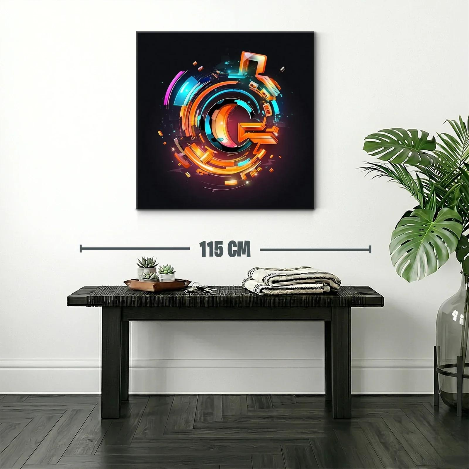 Composición abstracta dinámica en tonos cálidos y fríos vivos — miniatura 2