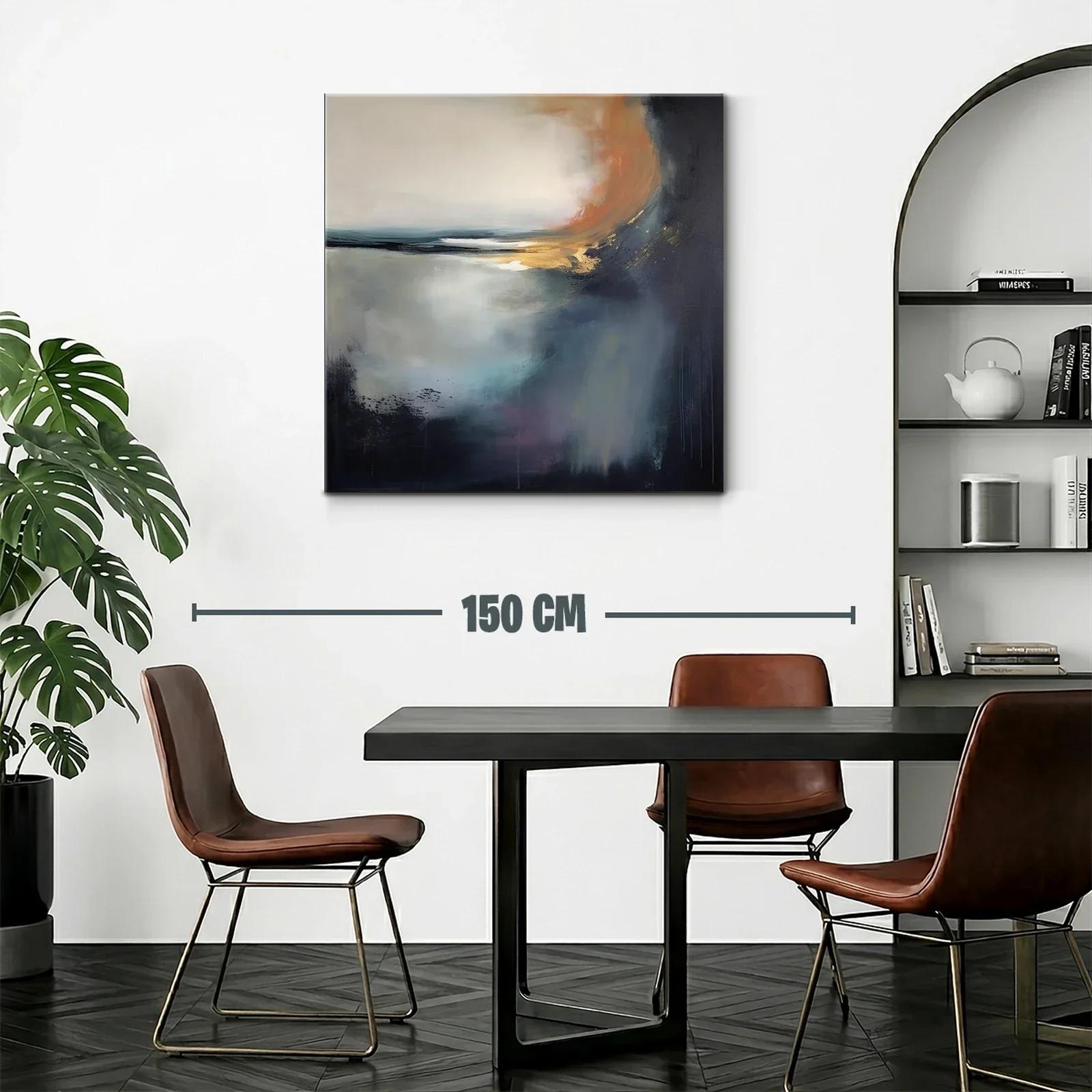 Cuadro abstracto con tonos cálidos y fríos en armonía — miniatura 2