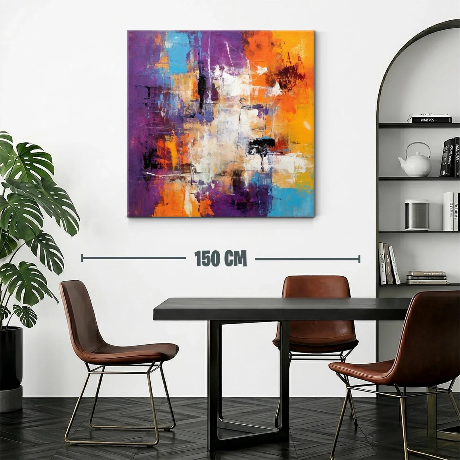 Cuadro abstracto con vibrantes tonos cálidos y fríos — miniatura 2